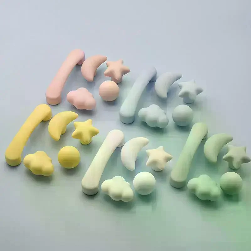Ceramic Cabinet Pull Handle Cute Star Moon Cloud Shape Colorful Drawer Knob For Wardrobe Cupboard Furniture Decoration Supply
