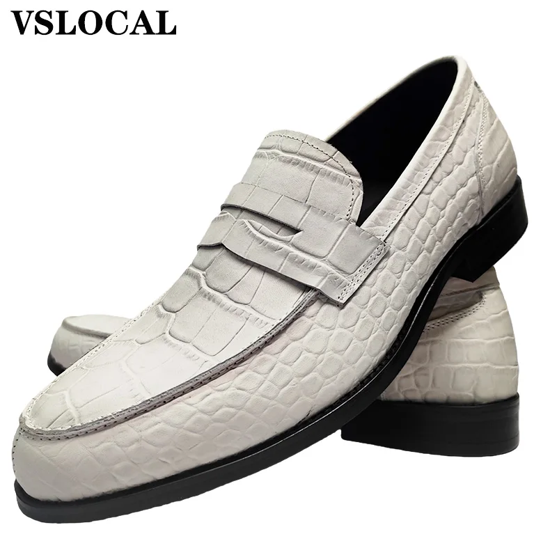 

Роскошные мужские кожаные туфли, белые, черные слипоны с принтом крокодила, повседневные мужские модельные туфли, свадебные офисные банкетные лоферы для мужчин