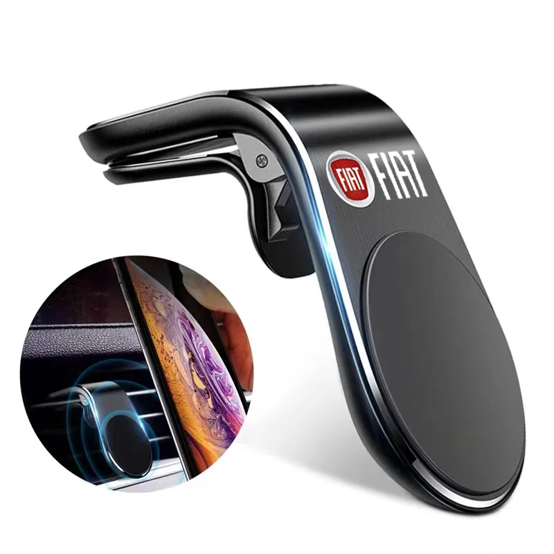 Metal Magnetic Car Phone Holder Auto Logos For FIAT 500 Abarth Doblo Tipo Panda Ducato Fiorino Grande Punto 500X Freemont Stilo