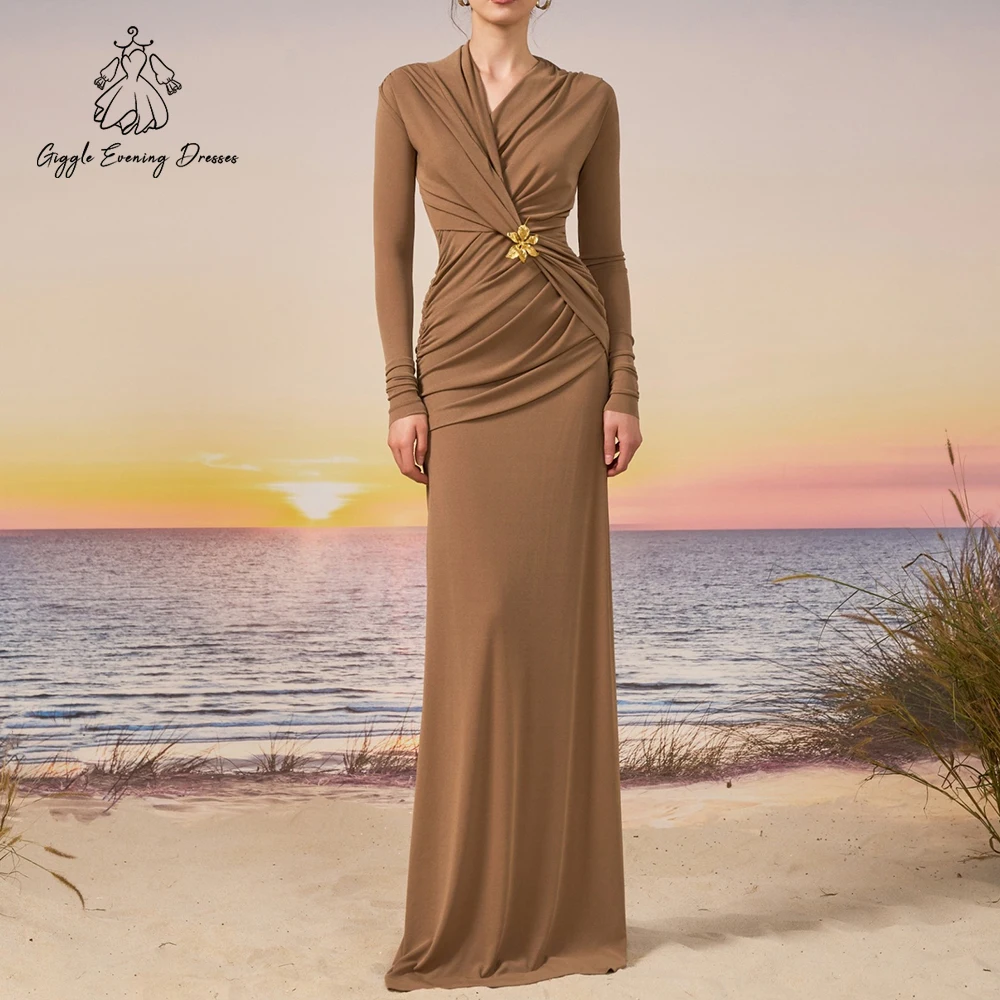 Robe fourreau modeste saoudienne, robe de soirée plissée à manches longues pour femmes, dubaï, élégante, pour occasions, robe Maxi de fête, personnalisée