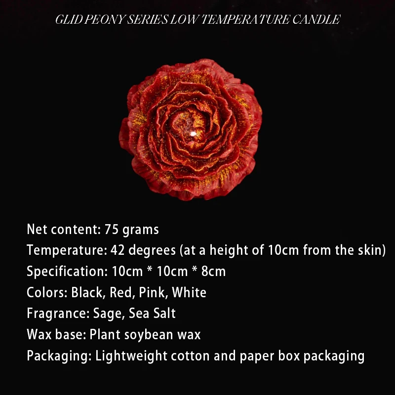 شمعة الورد الأحمر ذات درجة حرارة منخفضة، شمع تصفيف عطري مذهّب بالزهور، شمع الصويا الرومانسي المطلي غير السمط #2
