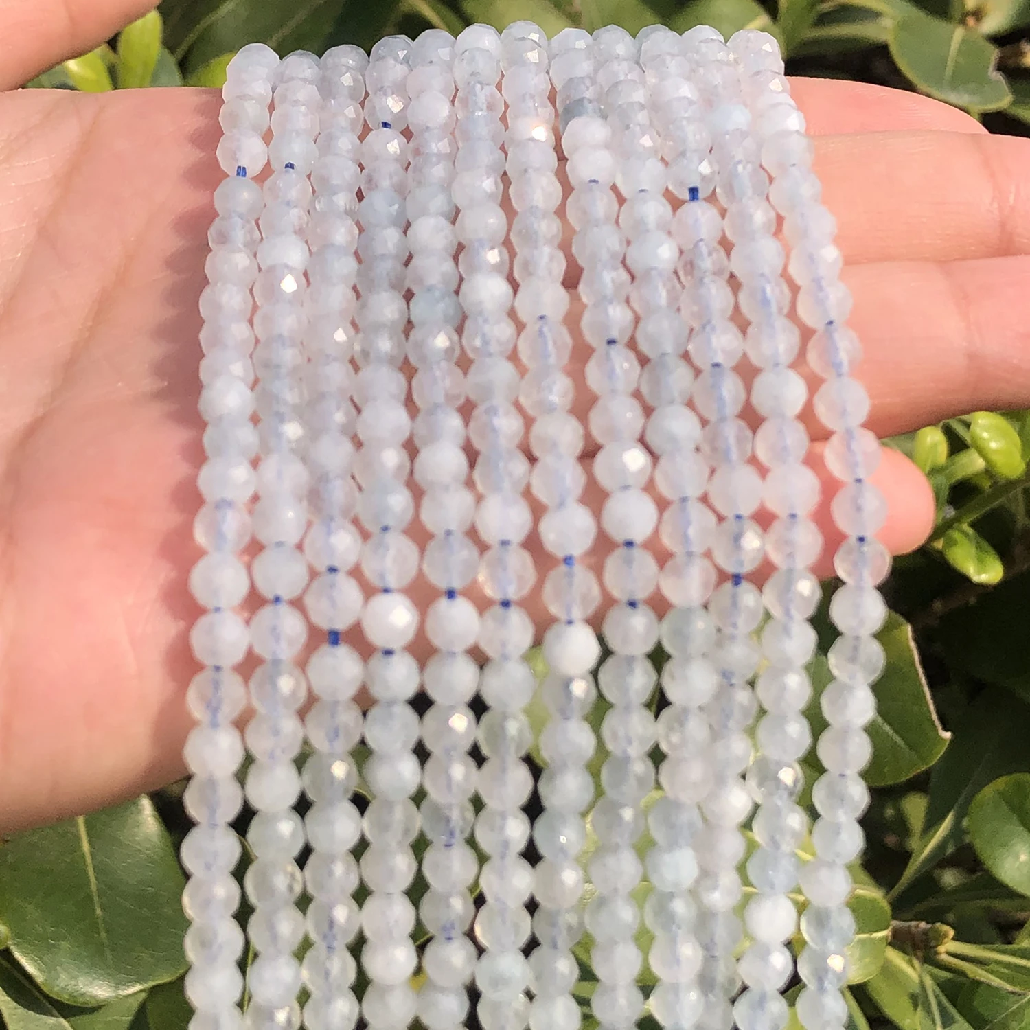 AA Natural Faceted Blue Aquamarines Stone Bead Tiny Loose Gem Beads for Jewelry Making DIY Bracelet Earrings Accessories 2 3 4mm