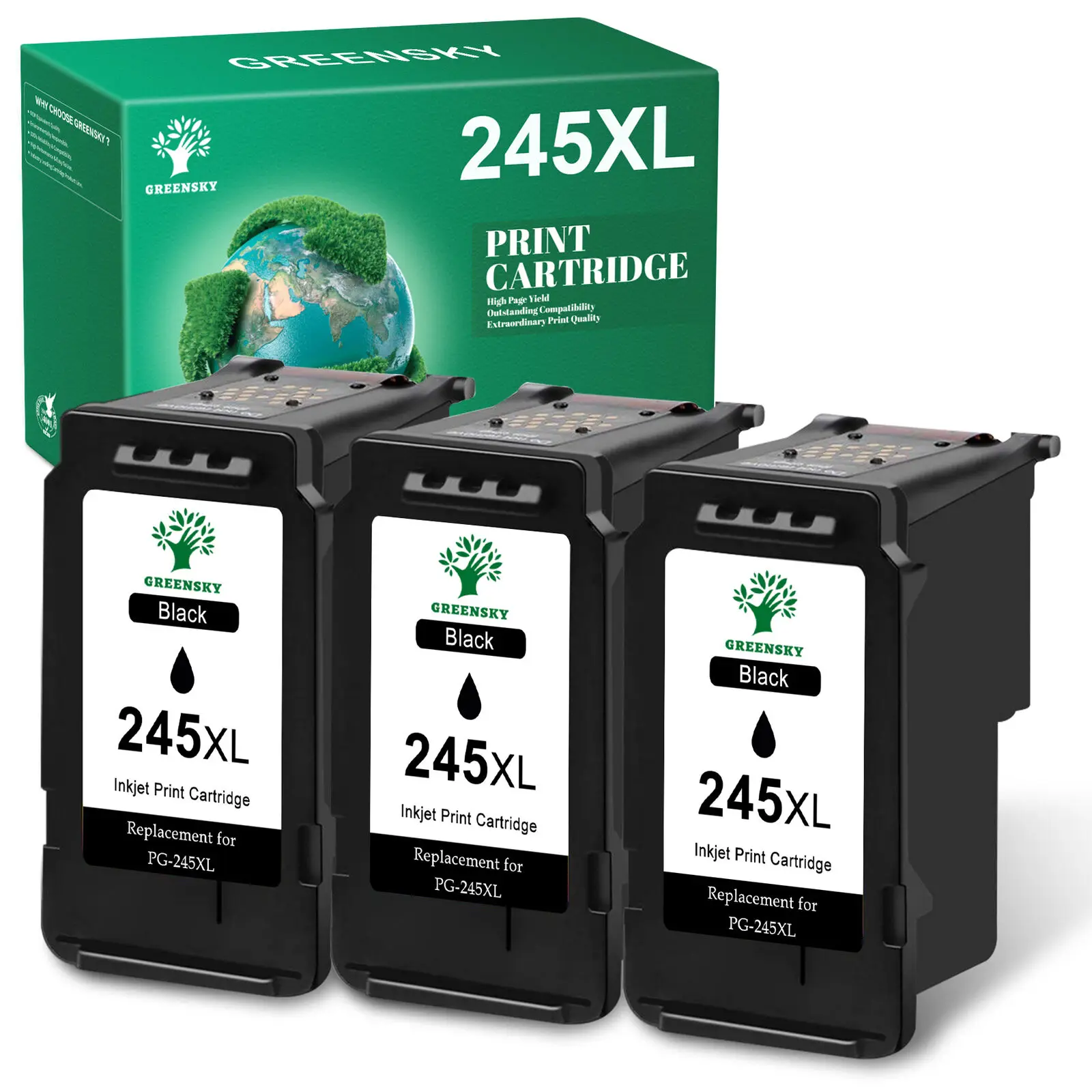 3x PG-245 xl cartucho de tinta preta para canon pixma mg2522 mg2520 ts3122 tr4520