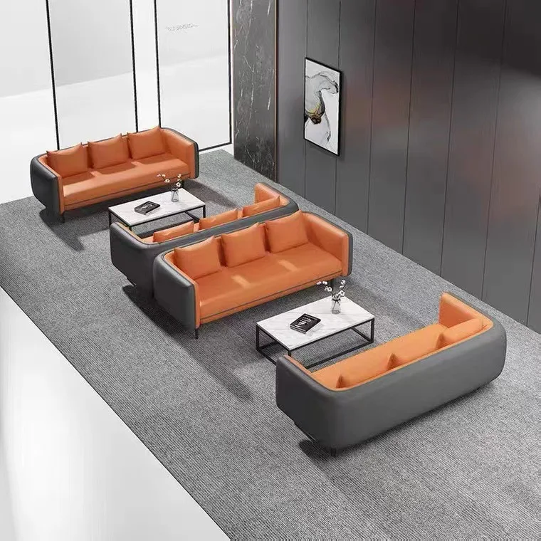 

Leather Business Conference Reception Casual Sofa Modular Hotel Apartment Waiting Couches Office Sofa