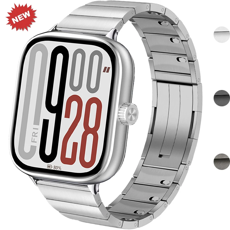 

Stainless Steel Strap for Redmi Watch 5/4 Metal Watchband for Xiaomi Miband 9/8 Pro Folding Clasp Smartwatch Business Bracelet
