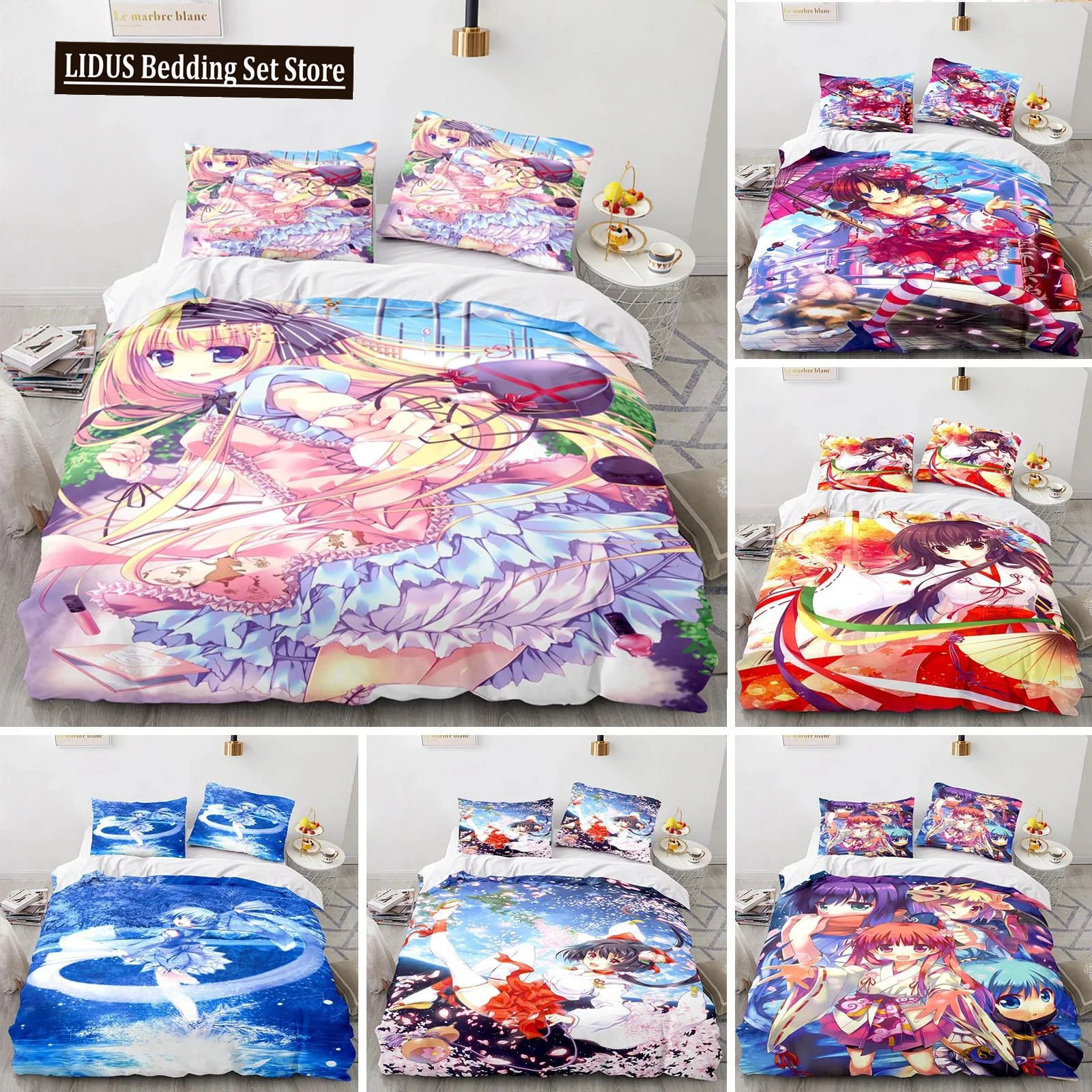 

3D Printed Kawaii Girl Bedding Set Anime Sexy Girl Duvet Cover Double Twin Full Queen King Adult Kids Bedclothes Quilt Cover