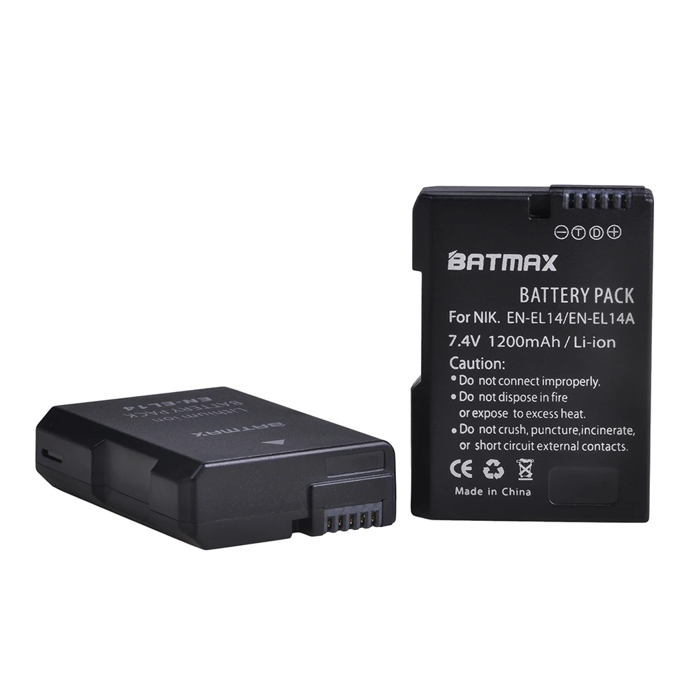 Batterie 2x EN-EL14 EN-EL14a ENEL14 EN EL14 EL14a avec écran LCD, double chargeur USB pour Nikon D3100 D3200 D3300 D5100 D5200 D5300 P7000