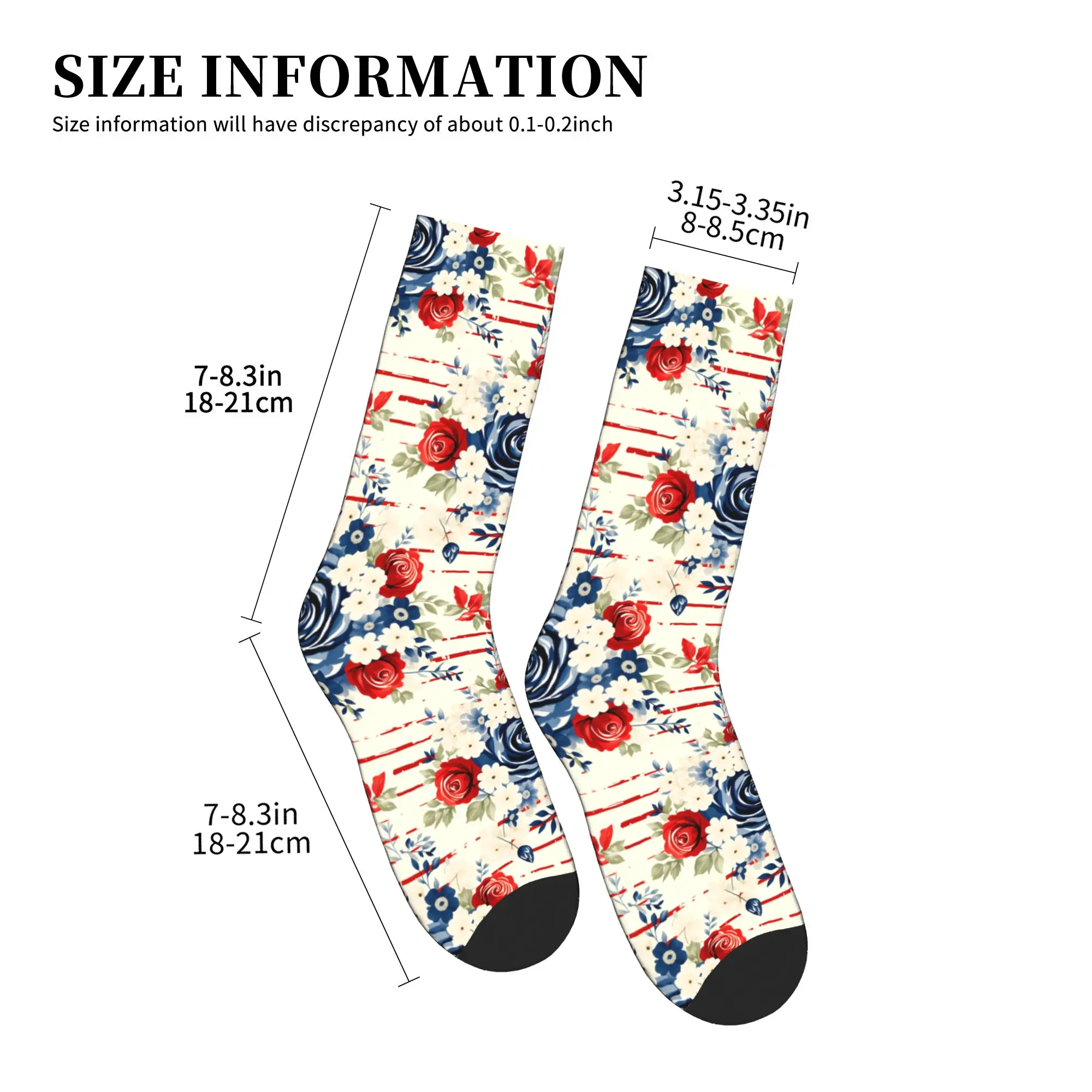 Fashion Patriotic Rose Floral Print Socks Men Women Warm 3D Print  Sports Basketball Socks view 4