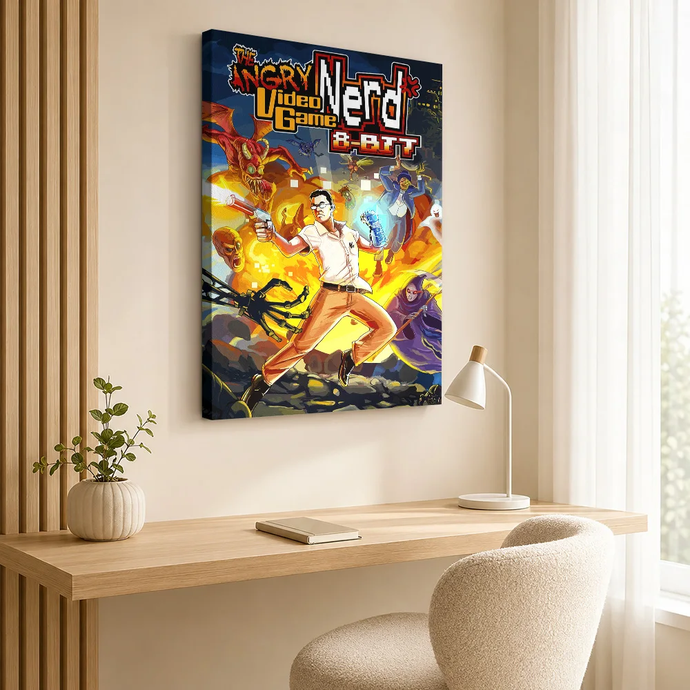 The Angry Video Game Nerd 8-Bit Canvas Print Poster Customized Photo Gaming Anime Wall Paintings Decoration for Game Room Dorm