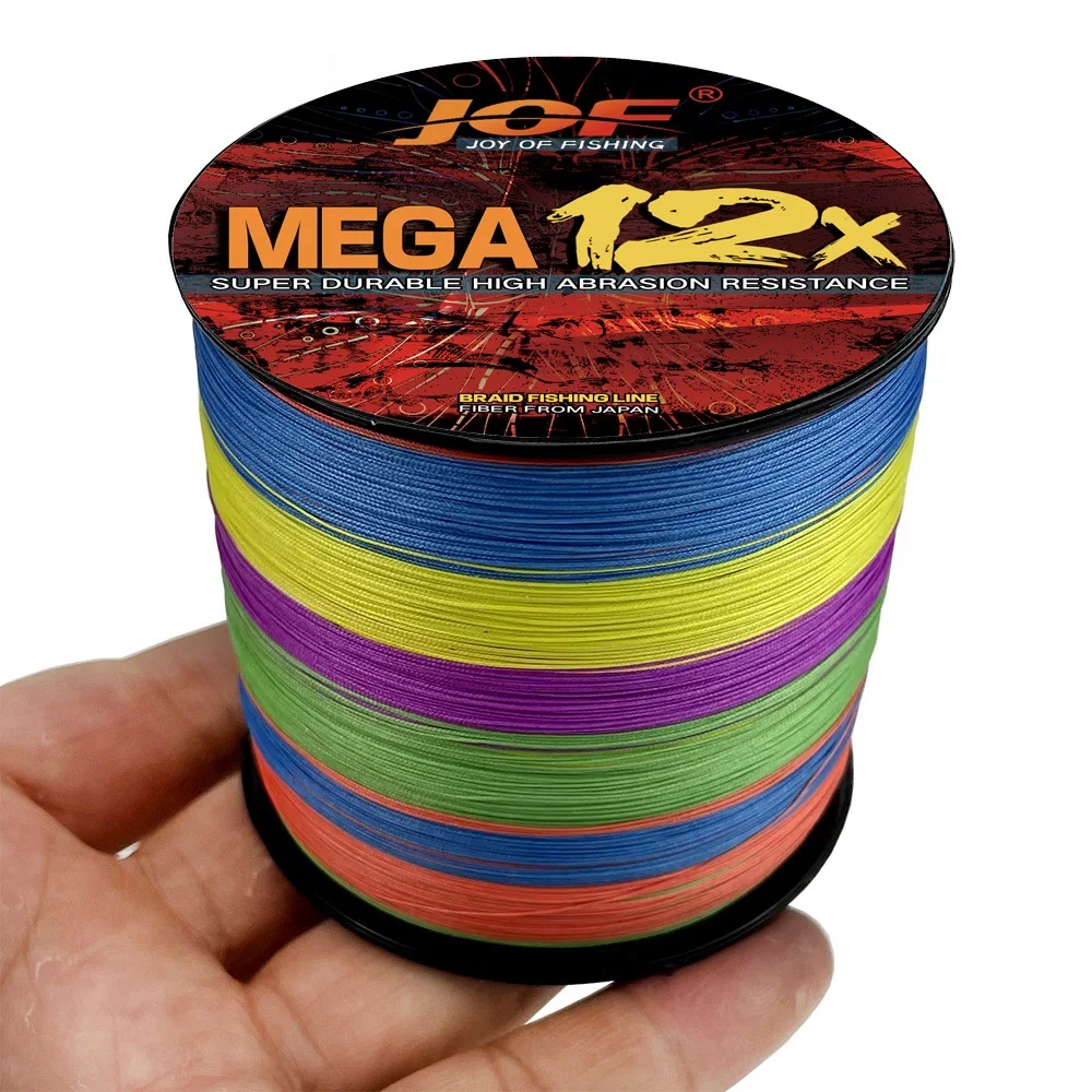 JOF X12 100M Braided Fishing Line 12 Strands MultiColor Multifilament Saltwater PE Line 25 30 39 50 65 77 92 120LB