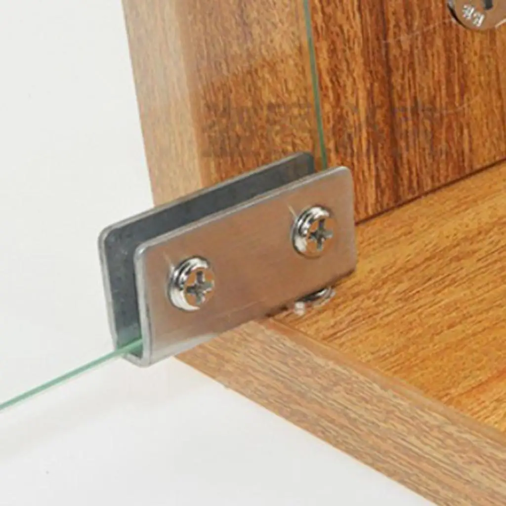 Showcase Glass Clamp Hinge Stainless Steel Fixer for Cabinet Shelf Door Suitable