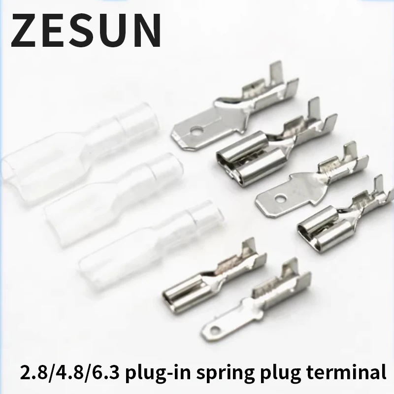 100/200 set of plug-in spring plug, cold pressed terminal block connector, plug-in buckle sleeve, 2.8/4.8/6.3 male and female do