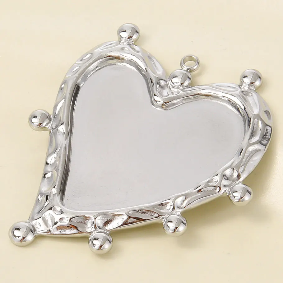 5pcs/Lot Geometric Eye Heart Sun Stainless Steel Charm Blank Cabochon Base Setting DIY Pendants For Jewelry Making Supplies Bulk