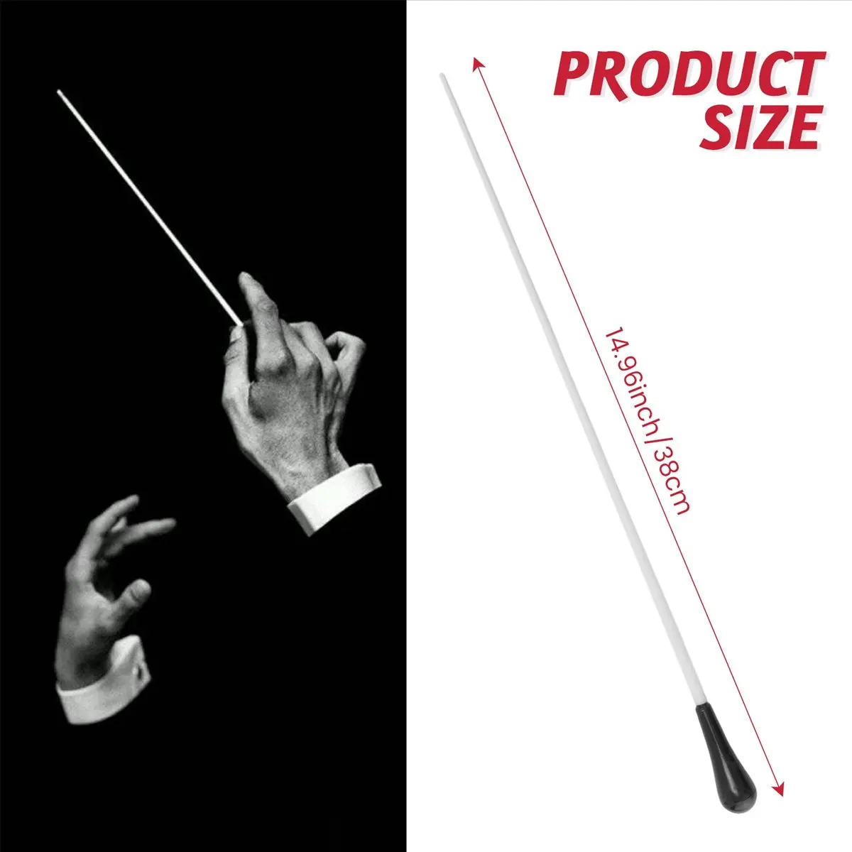 #44A (Black&White)New Black ABS Handle Musical Music Conductor Baton Gift White 15inch,Musical Instruments