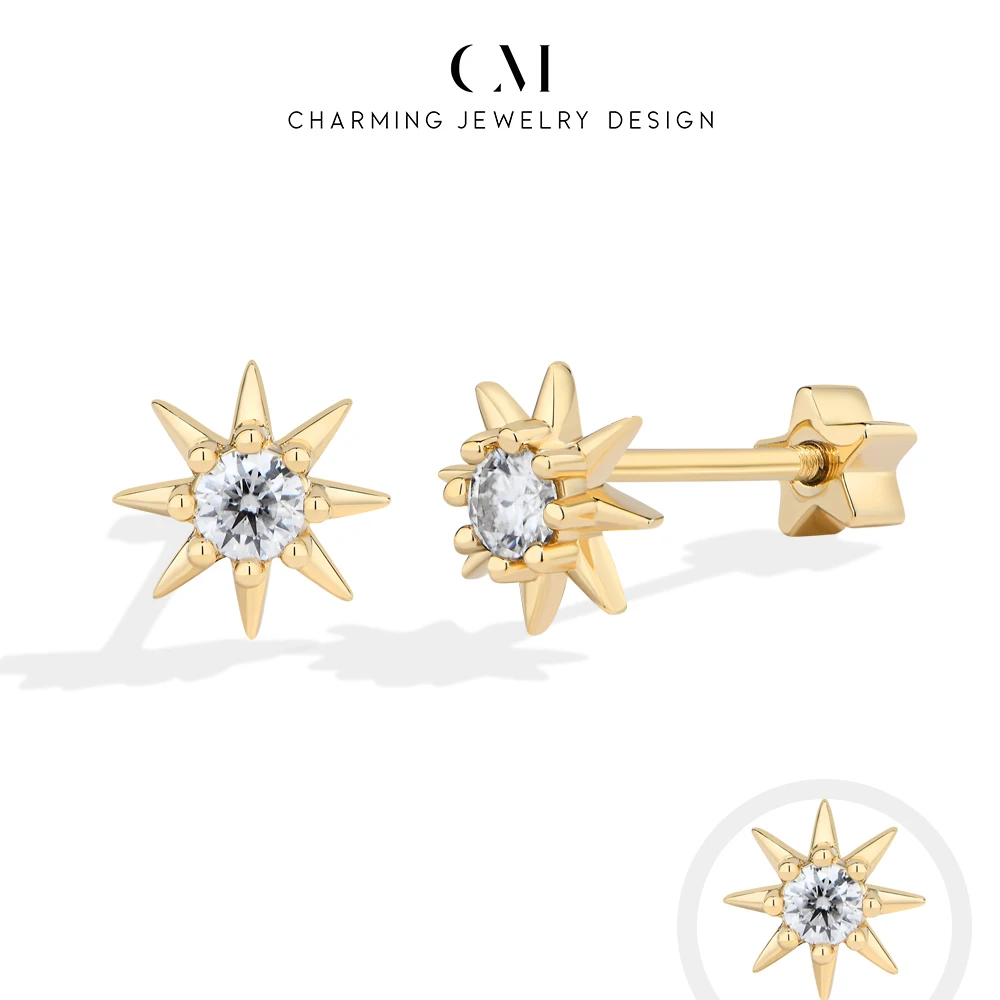 

Очаровательные серьги-гвоздики с сияющими звездами и муассанитом для женщин, серебро 925 пробы, повседневные украшения, романтический подарок на вечеринку, с сертификатом