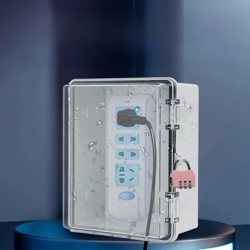 Waterproof ABS Plastic Electrical Junction Box Outdoor Sealed Switch Power Case Distribution Protector Box with Password Lock
