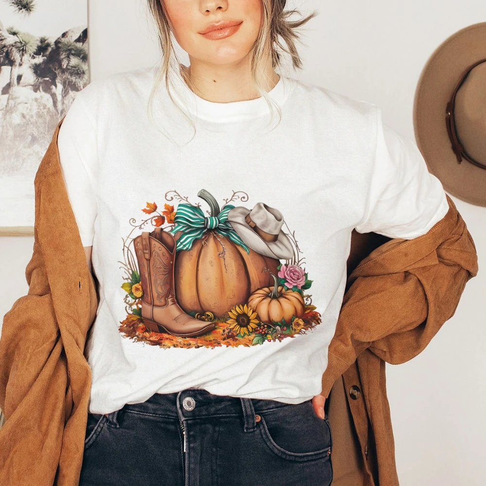 Halloween T-Shirt Howdy Pumpkin Shirt Western Fall Gift Fall Vibes Cowgirl Tee Women Halloween Costumes Women’s Clothes Top Tees