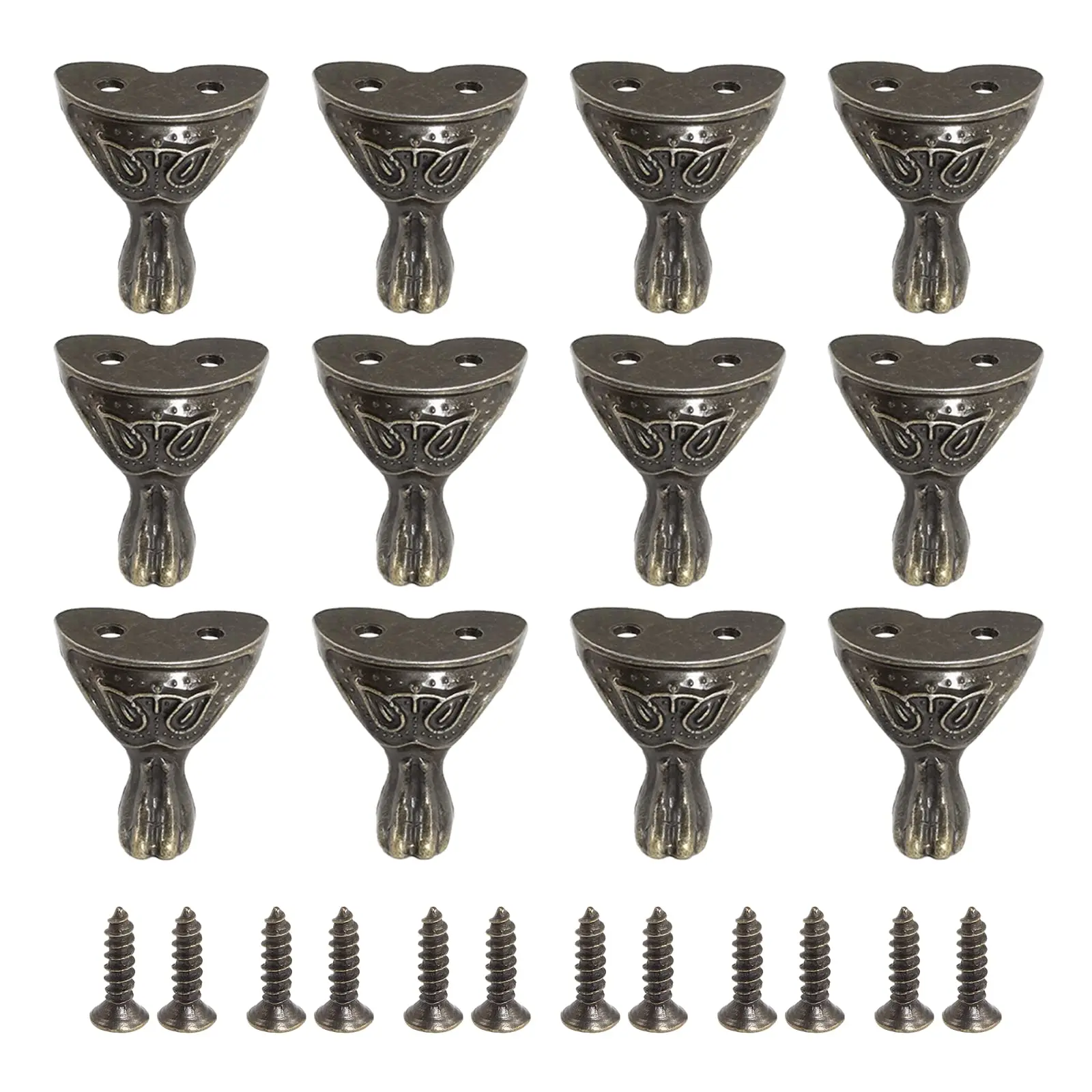 

12 Pcs Antique Brass Zinc Alloy Furniture Feet For Jewelry Box Chest Decorative Leg Corner Protector