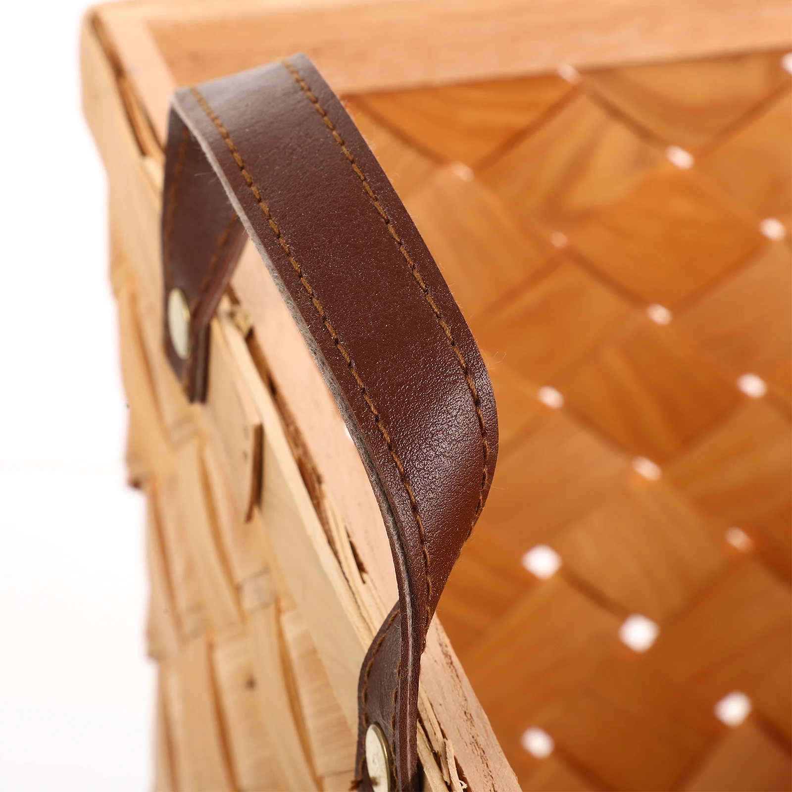 

Hand Woven Wooden Fruit Basket Large Capacity Storage Portable Handle Design Corrosion Wear Resistant Multi