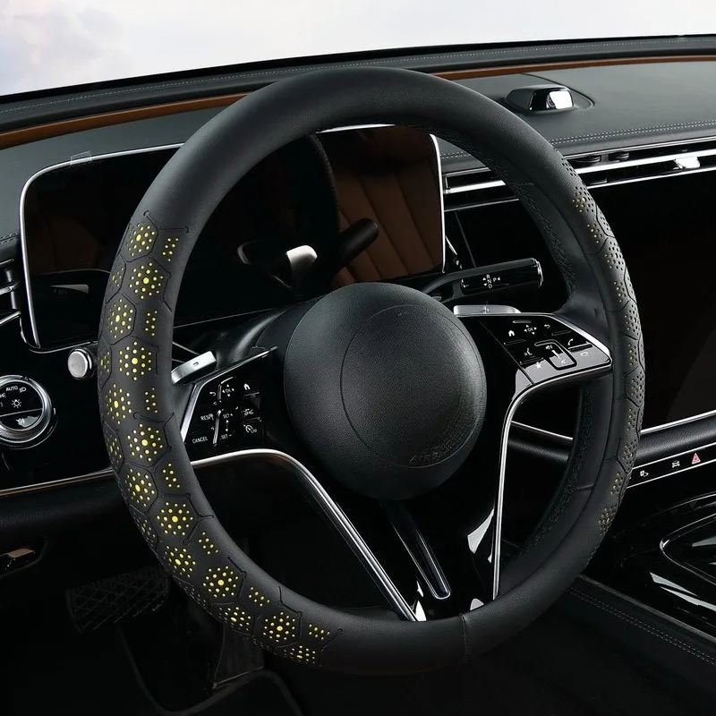 Universal Car Steering Wheel Cover Leather Anti-slip Steering Wheel Covers Car Accessories Interior O/D Shape Car Steering Grip