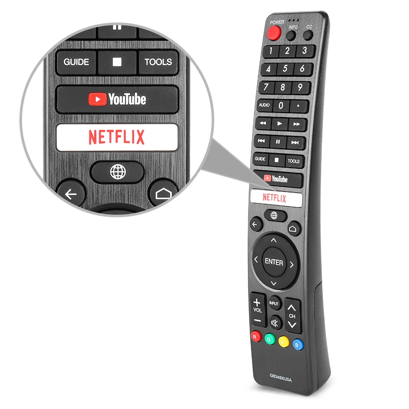 GB345WJSA For Sharp Remote Control Compatible with Sharp TV RM-L1678 F5T6 With NETFLIX YouTube Buttons