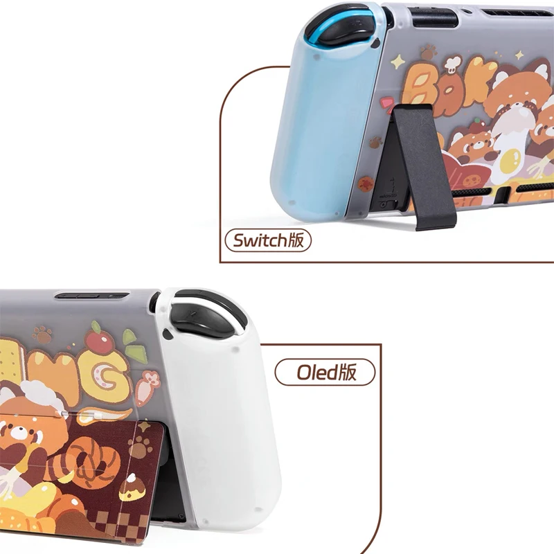 Cute Bakery Bear Case for Nintendo Switch OLED Console and Joy-Con Controller Anti-Scratch Kawaii Hard PC Cover for Oled/Switch