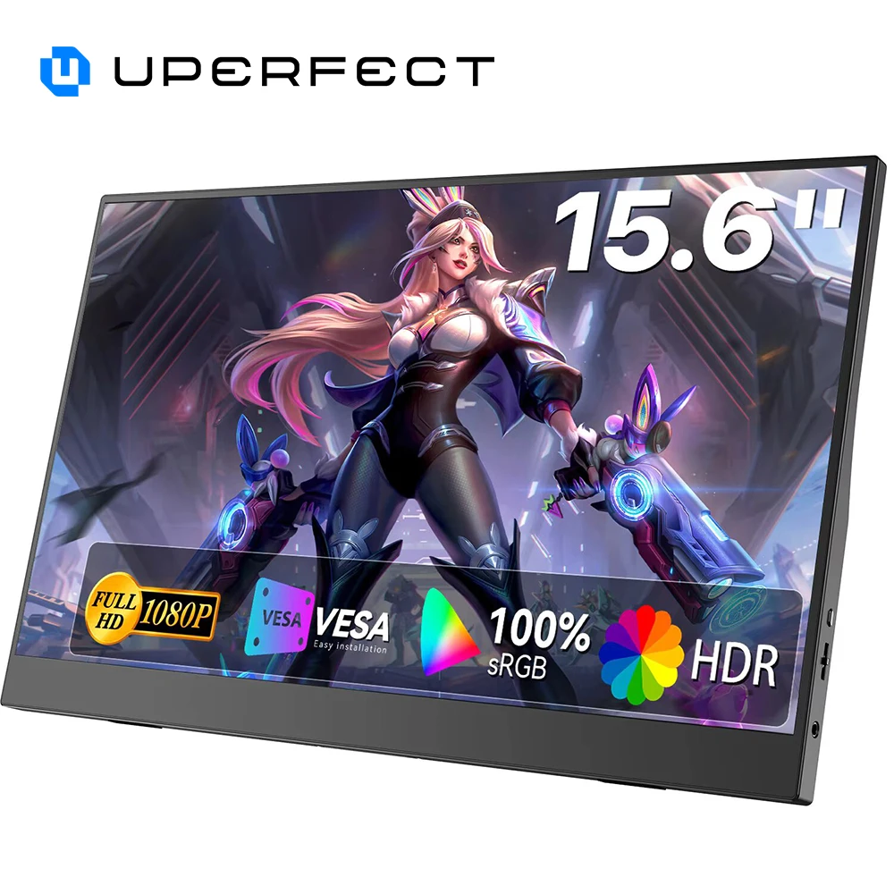 UPERFECT 15.6'' 60Hz 1920*1080 Portable Monitor 16:9 IPS Screen For Laptop XBox PS4 / 5 Switch TV Box PC Extension Mobile MAC