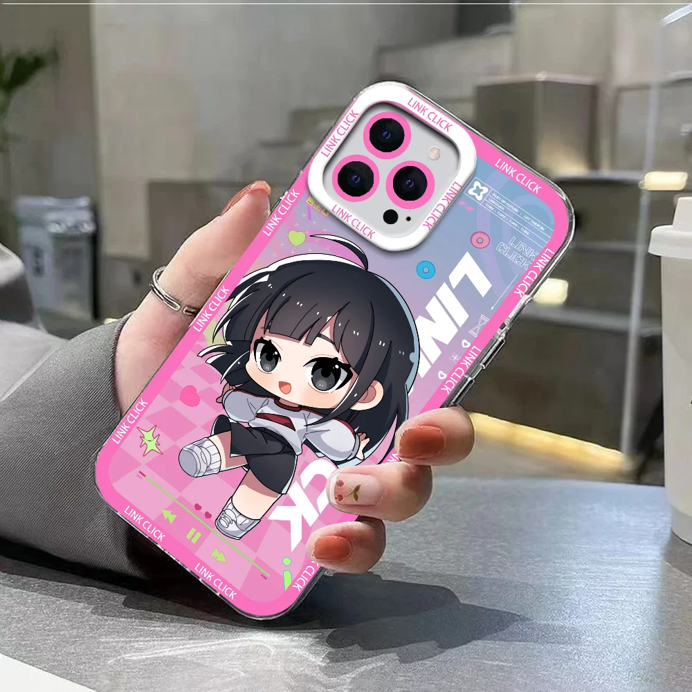 Anime L-link Click Cute Cartoon Phone Case For IPhone 12 11 13 14 15 16 17MINI Max Pro Plus Shockproof Soft Clear Back Cover Coq