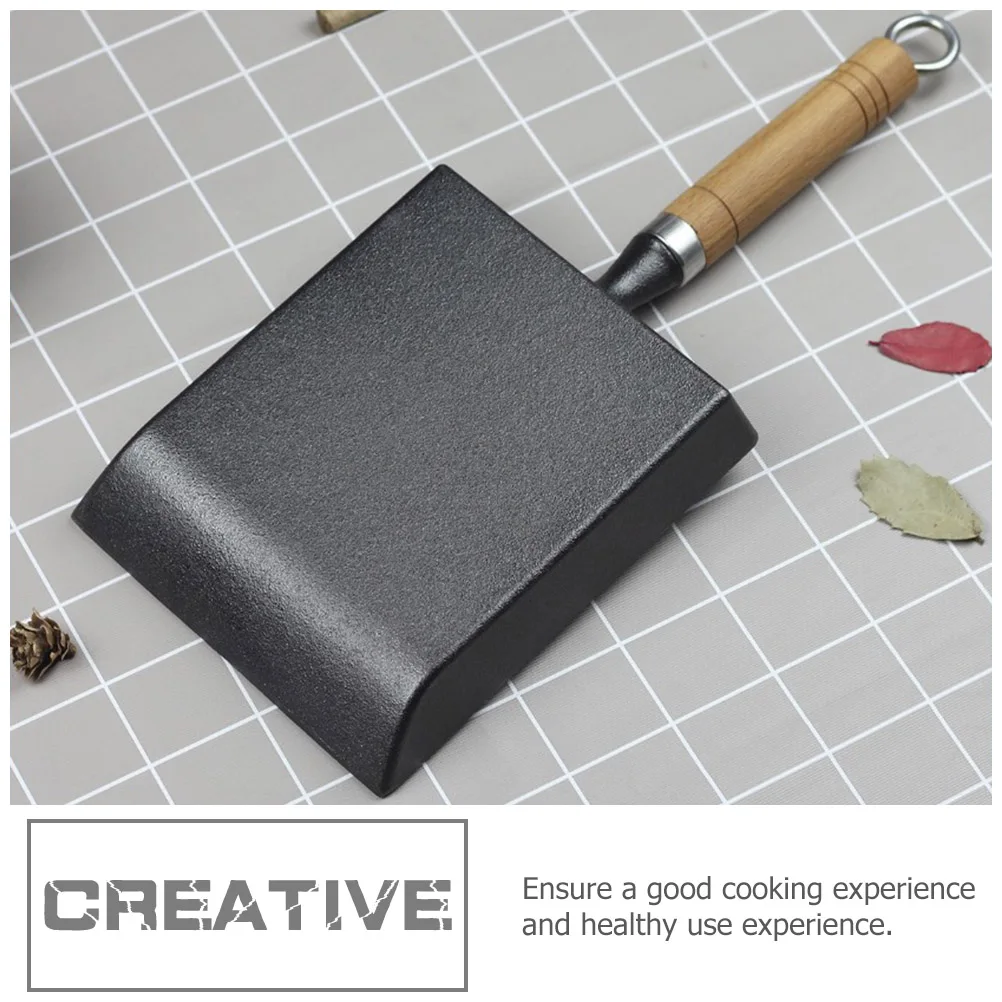 

1pc Cast Iron Skillet Non Stick Frying Pan For Camping Kitchen Cookware Portable Flat Bottom Pan Fry Egg Steak Fish Tamagoyaki