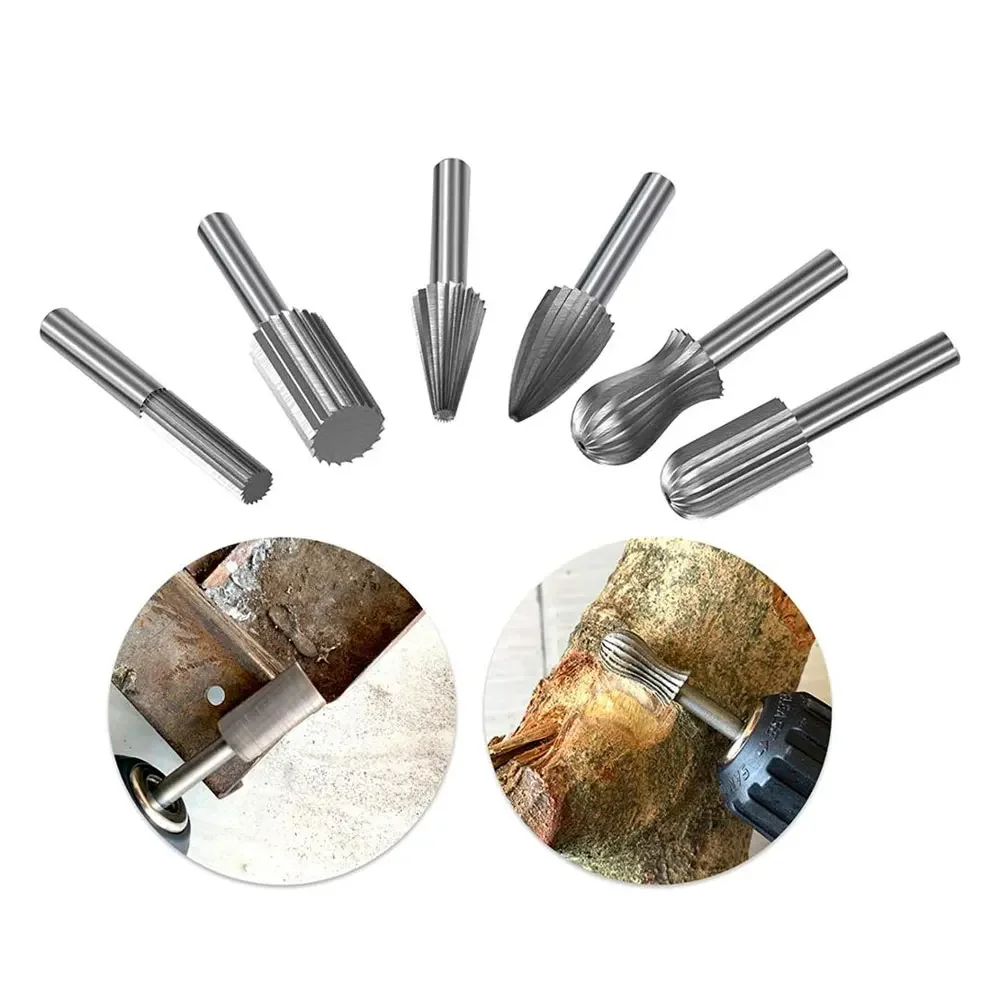 Prodrills 6pcs Carbide Cutter Rotary Burr Set CNC Engraving Bit Rotary File Bur Grinding For Dremel Rotary Tools