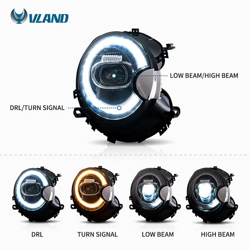 Suitable For Mini Cooper R55 R56 R57 R58 R59 07-15 LED Front Head Light Assembly, High Bright Lighting Upgrades Driving Safety