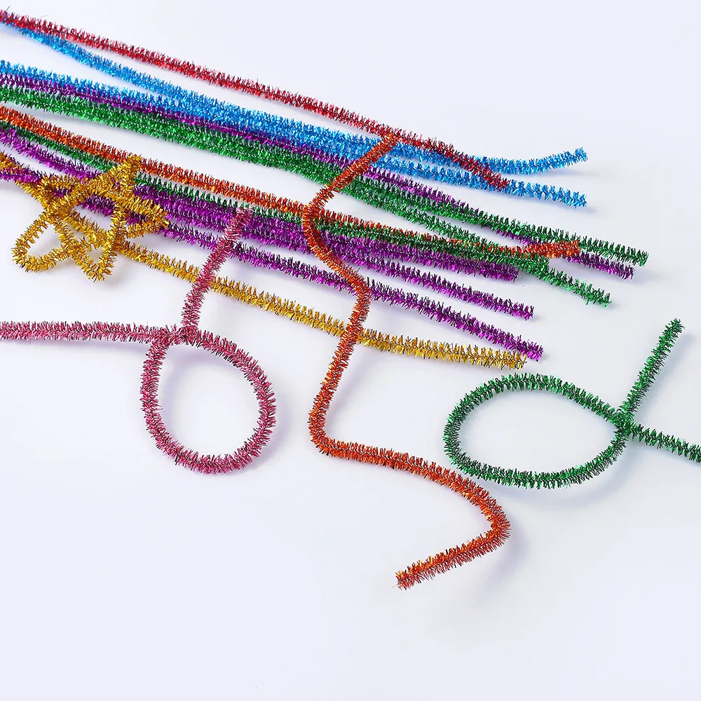 Ten-color Mixed 100 Glitter Tops, Colored Hair Root Twisting Rods, Kindergarten Diy Handmade Materials