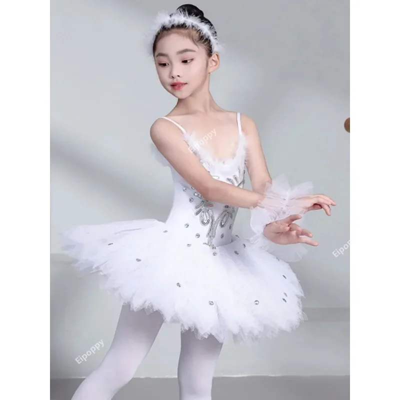 Jupes de Ballet blanches, Tutu professionnel, crêpes, Costume de danse du cygne pour filles et enfants, robe de soirée de ballerine