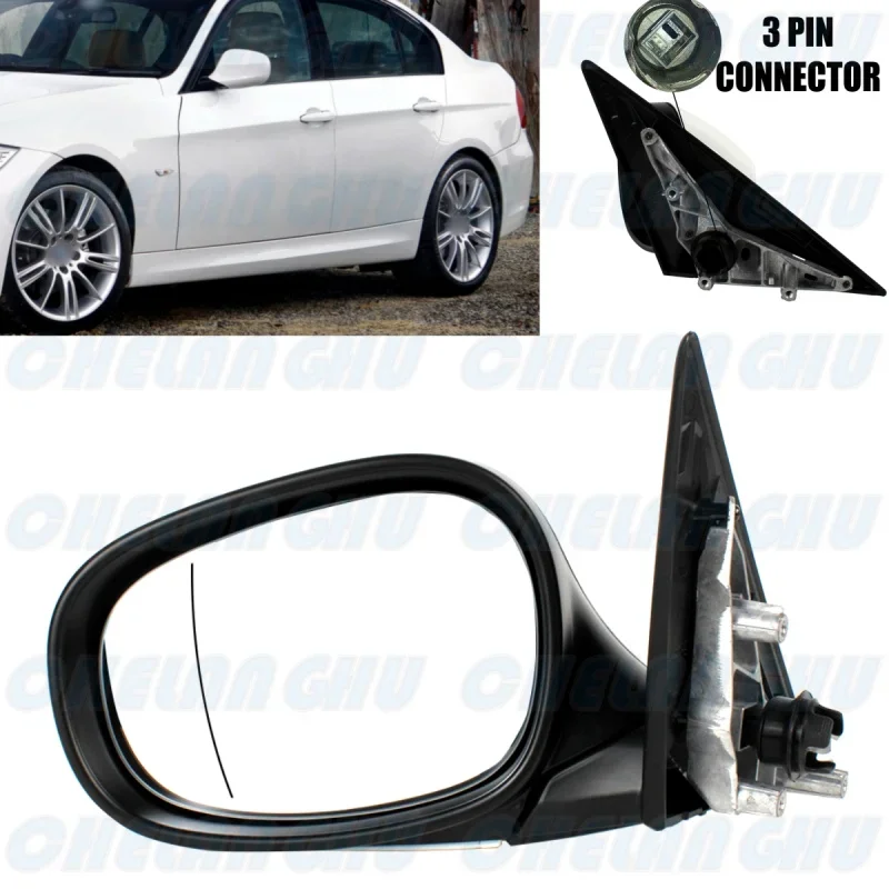 

For BMW E90 E91 LCl 318i 320i 325i 330i 335i 2009 2010 2011 2012 Left Side 3 Pins White Painted Adjust Memory Mirror assembly