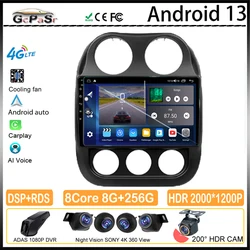 Reproductor Multimedia con GPS para coche, autorradio con Android, pantalla de vídeo, NO 2DIN, DVD, Monitor, dsp, para Jeep Compass Patriot 2011 - 2017