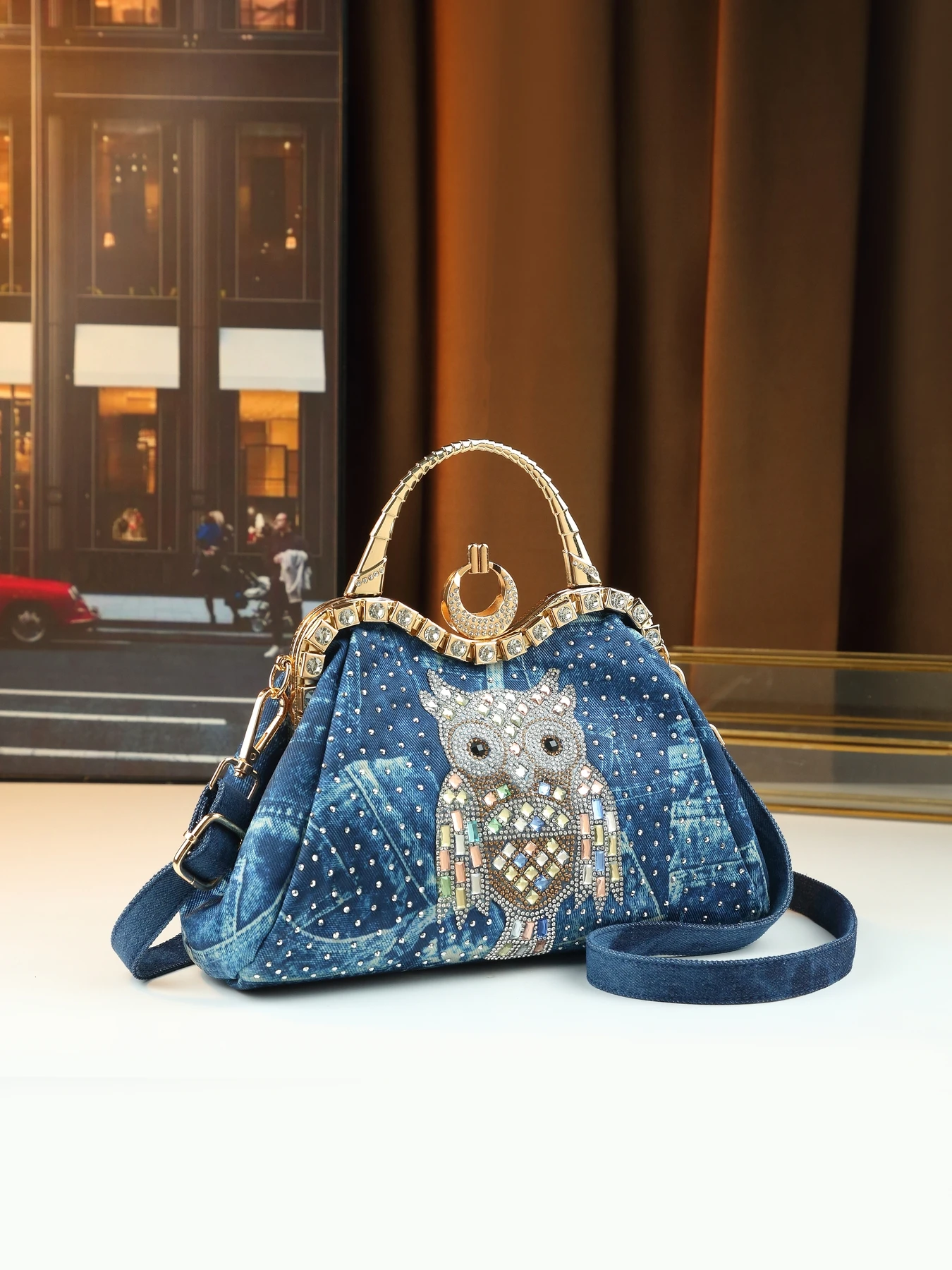 

Стильная маленькая сумка для пельменей на одно плечо в стиле ретро, инкрустированная бриллиантами, обеденная сумка, сумка-мессенджер с зажимом