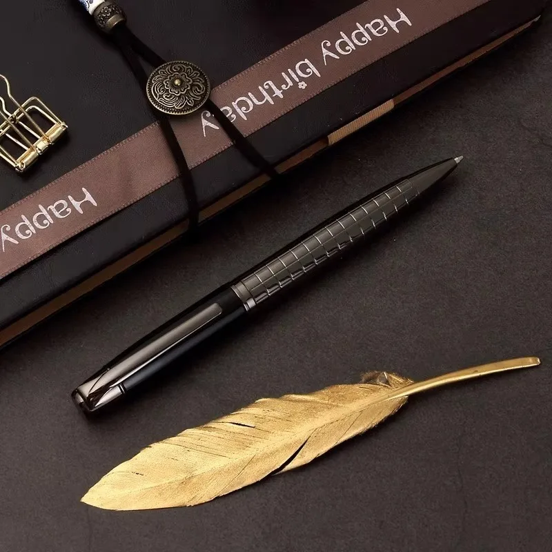 High-quality all-metal plaid modeling high-grade gel pens for business men's birthday gifts pens school supplies and stationery