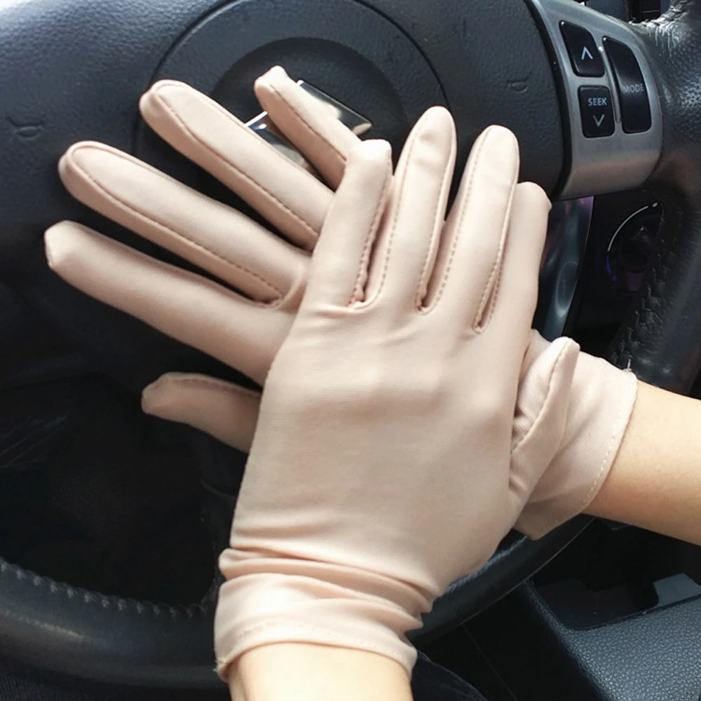 

Men Dance Elastic Pure Color Summer Spandex Driving Gloves Anti-UV Sun Protection Etiquette Gloves