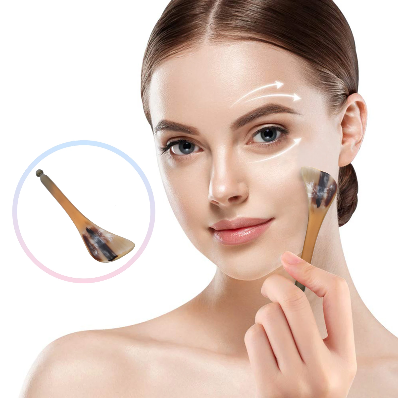 

1PC Black Buffalo Horn Scraping Massage Tool Facial Gua Sha Board for Spa Therapy Relaxation