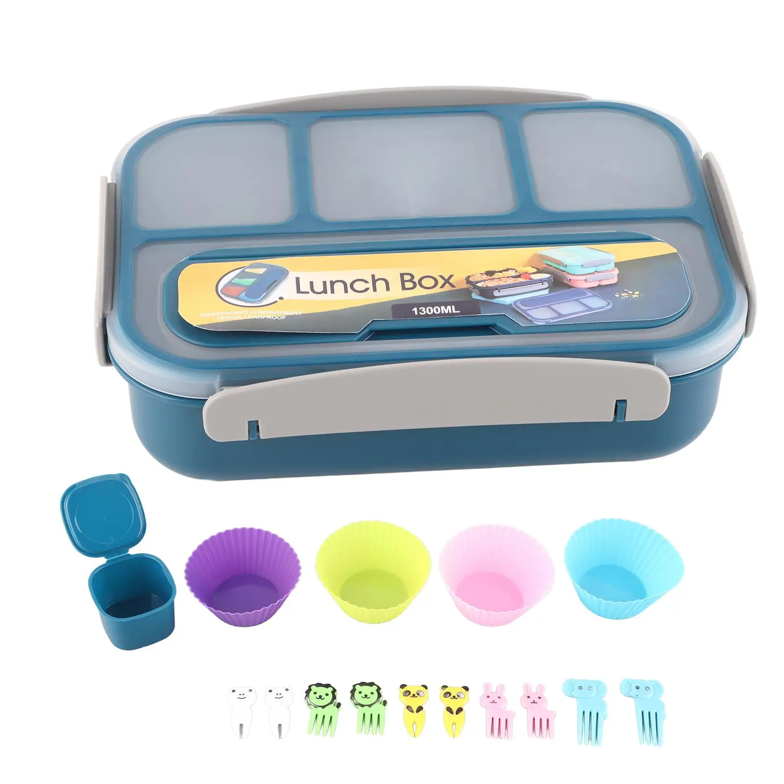 

4-Compartment Reusable Bento Box - Dishwasher Safe Portable Lunch Box for Adults & for camping