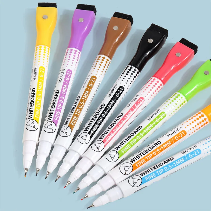 8 Colors Magnetic Whiteboard Markers Pen Dry Wipe Pens Fine Tip Whiteboard Pens Dry Erasable Markers Painting Pen Child