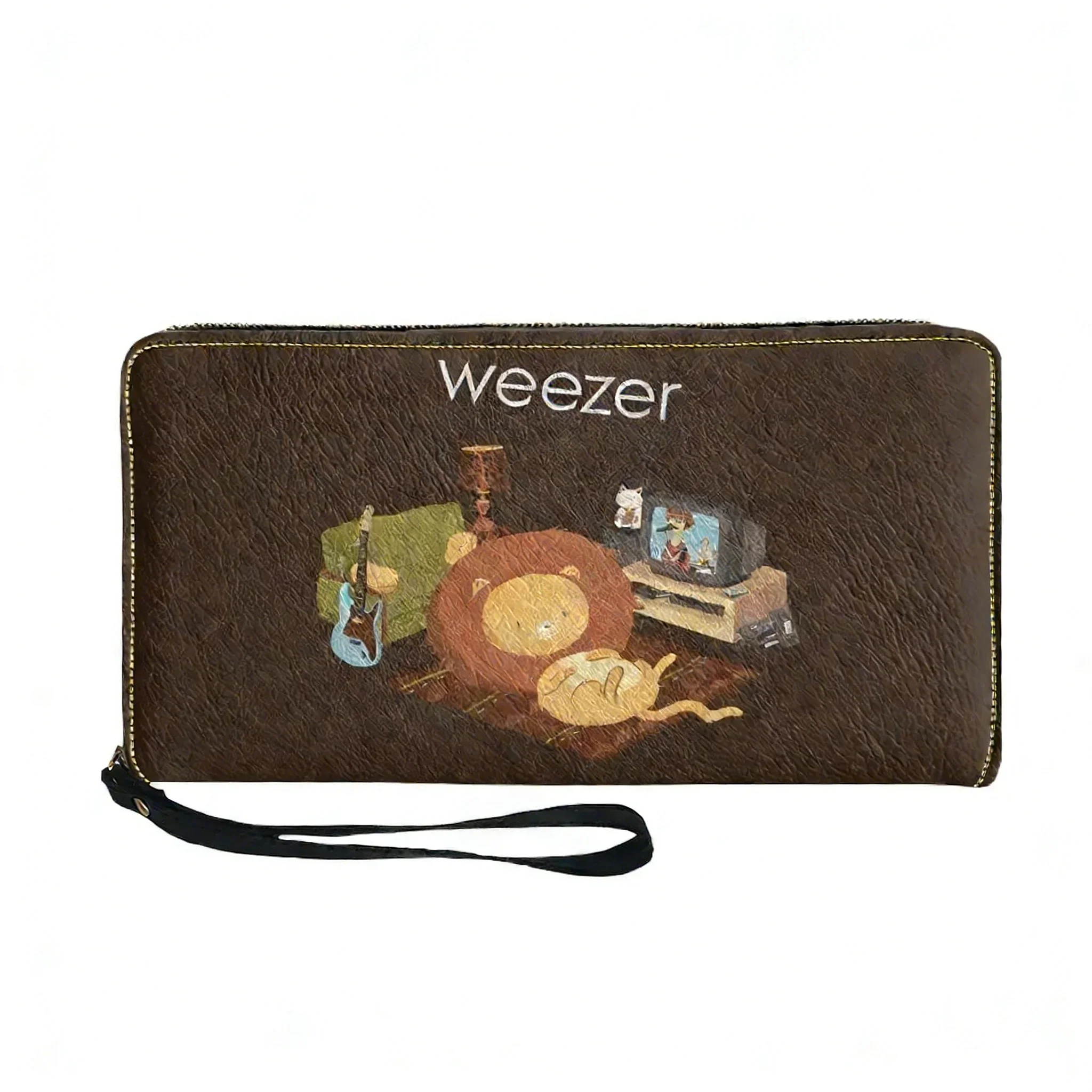 

Новинка 2025: Кошелек-портмоне Weezer Pop Rock Band с двойным принтом, на молнии, для мужчин, женщин и подростков, портативный, подарочная сумка