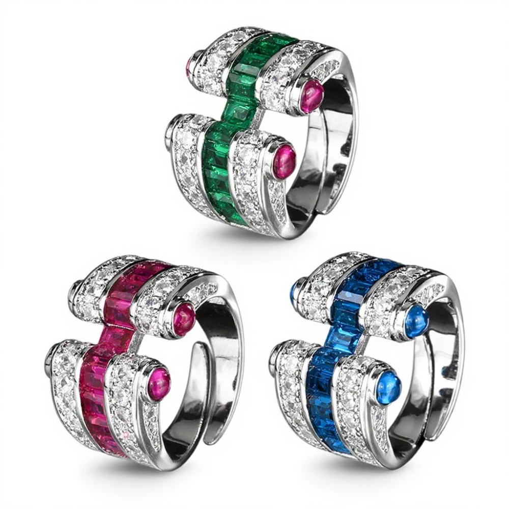 

New Retro 3*4MM Ruby Emerald Sapphire Rings Lab Diamond Gemstone Cocktail Party Fine Jewelry Female Anniversary Personality Gift