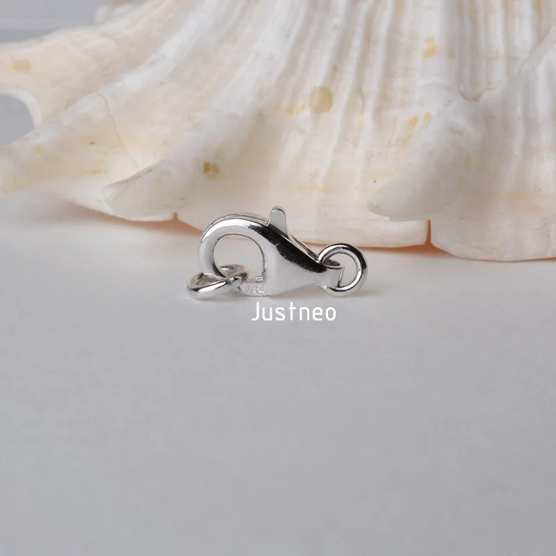 Solid 925 Sterling Silver Lobster Trigger Clasp with 2 Closed Jump Rrings for Necklace/bracelet  Rhodium plated ,1piece