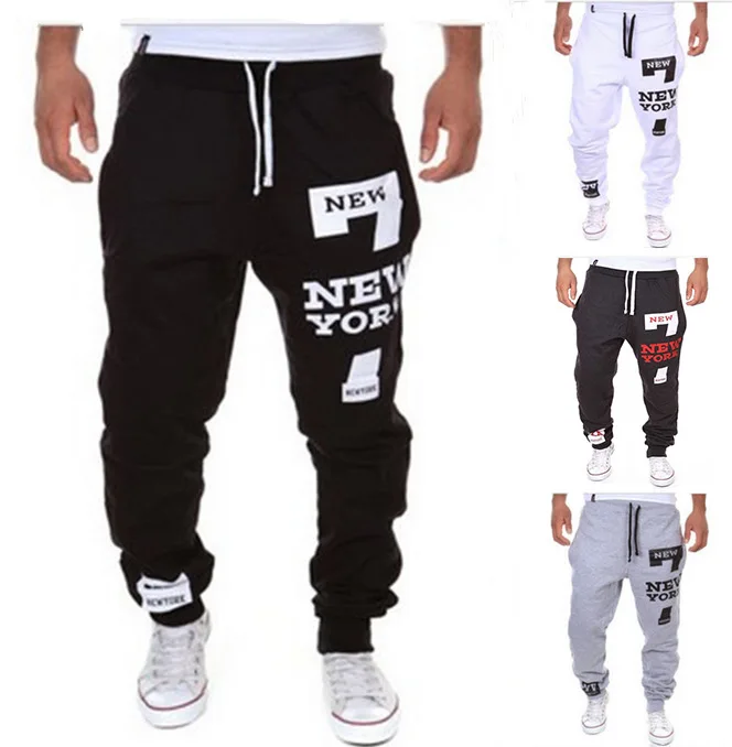 Autumn Winter Pants Men Casual Jogger Number 7 Printed Letter Drawstring Sweatpants Trousers Pants jogging Pants Streetwear K202