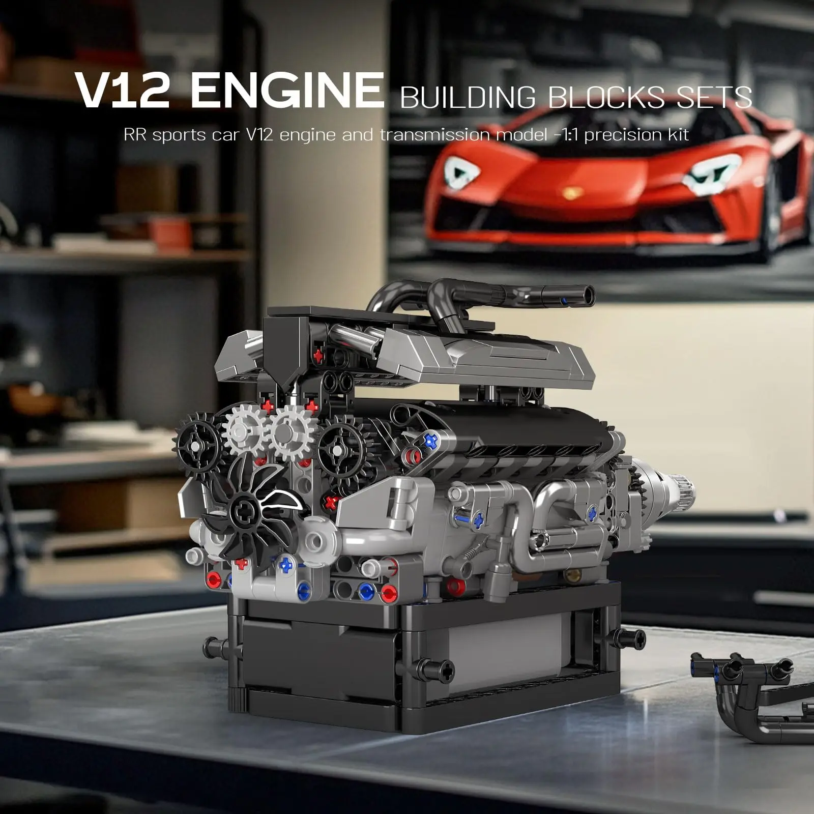 قالب الملك 10205 733 قطعة Supercar V12 محرك بناء عدة نموذج MOC محرك الهندسة الاطفال الجذعية بناء كتل لعب للكبار الهدايا #2