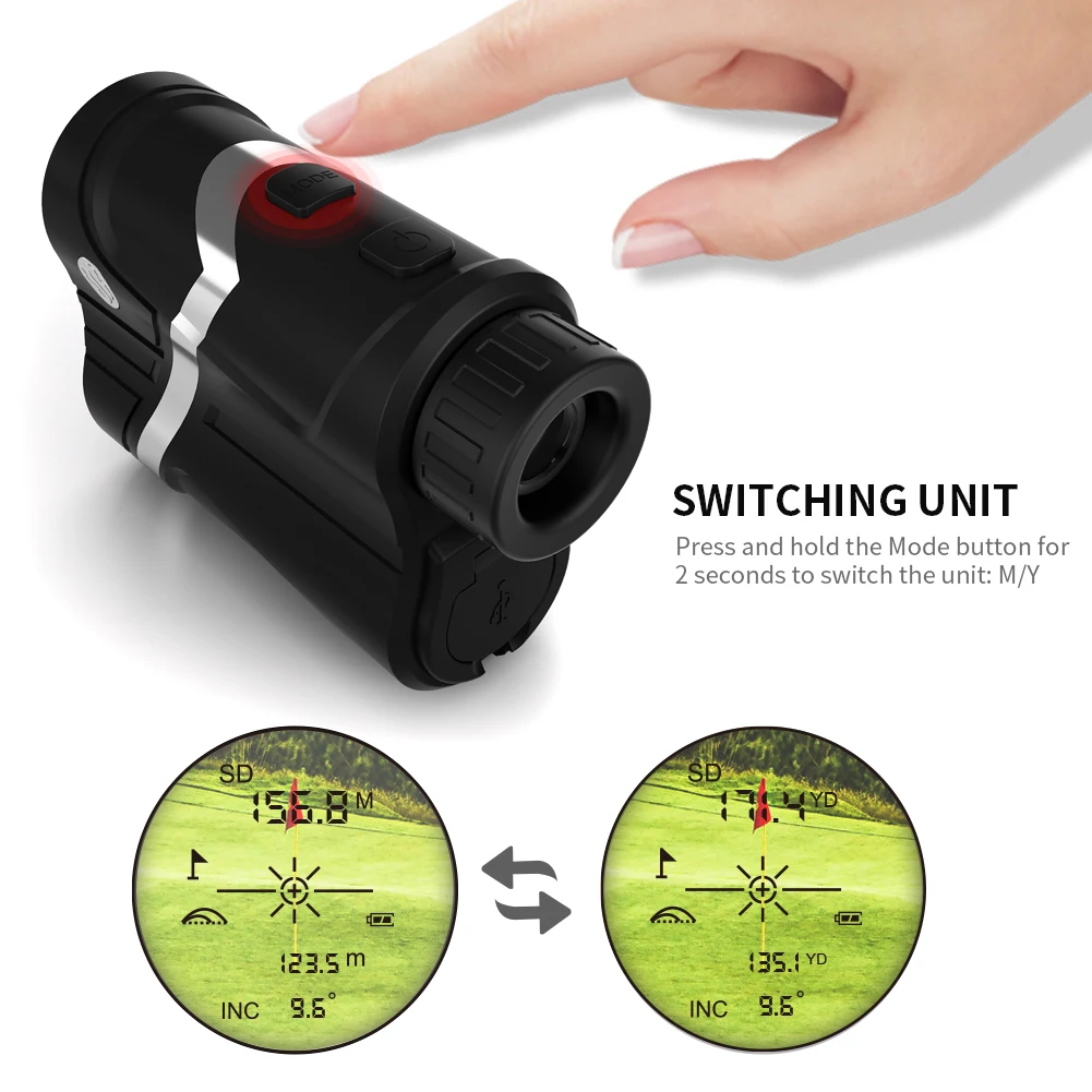 Bosean M-600S Golf Laser Rangefinder Distance Meter Rechargeable Golf Rangefinder for Hunting