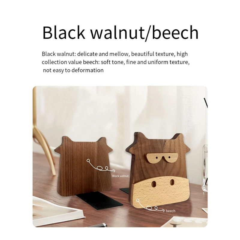 Wooden Walnut Beech Book Organizer Office Desktop Home Bookends Book Ends Stand Holder Shelf Bookrack