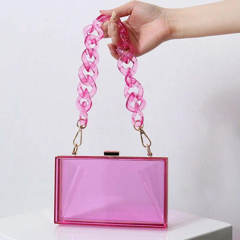 Purple Bags for Woman Clear Acrylic Clutch Handbags Jelly Purses and Handbags Small Transparent Luxury Designer Crossbody Bags