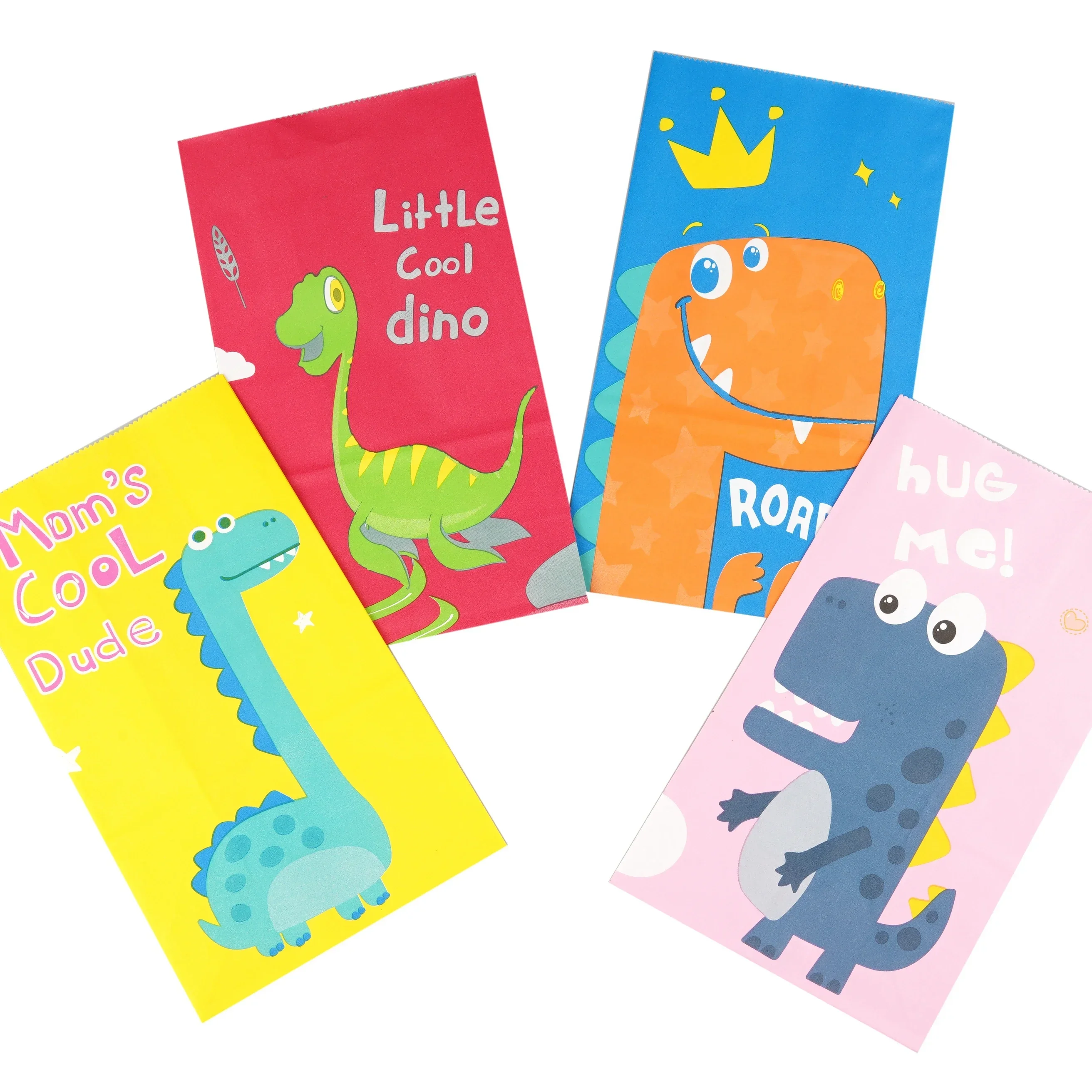 Cartoon Dinosaur Gift Bags Candy Child Cute Dino Candy Bags For Boy Kids Birthday Party Decoration 12Pcs